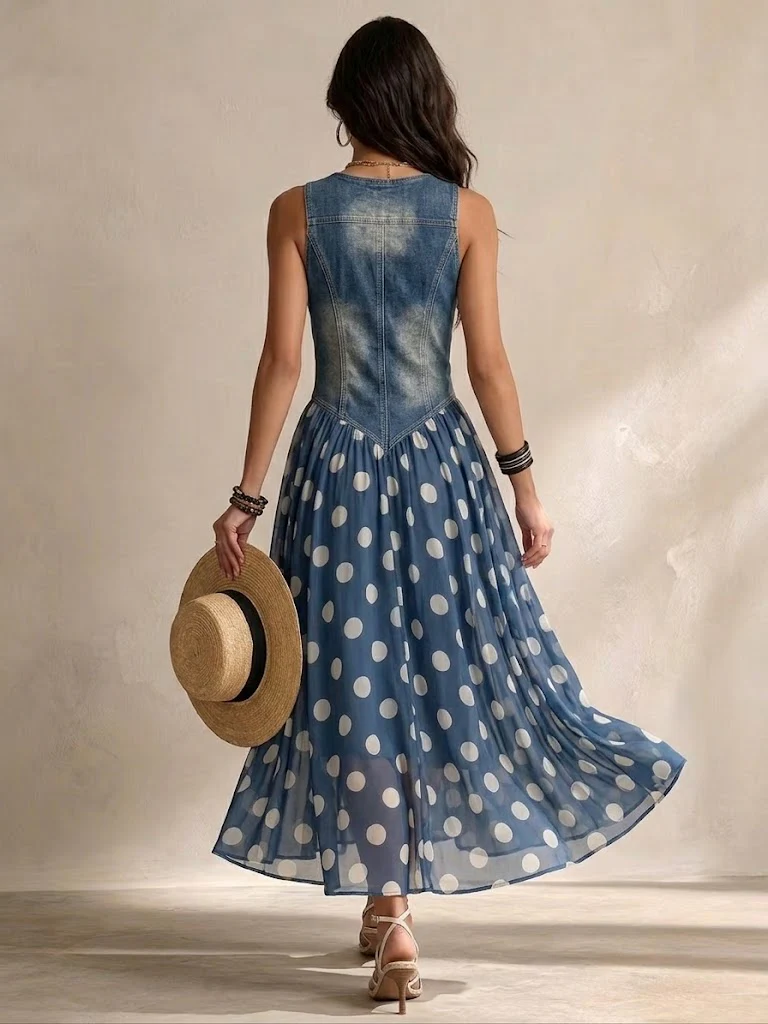 Adeline | Polka Dot Maxi Dress