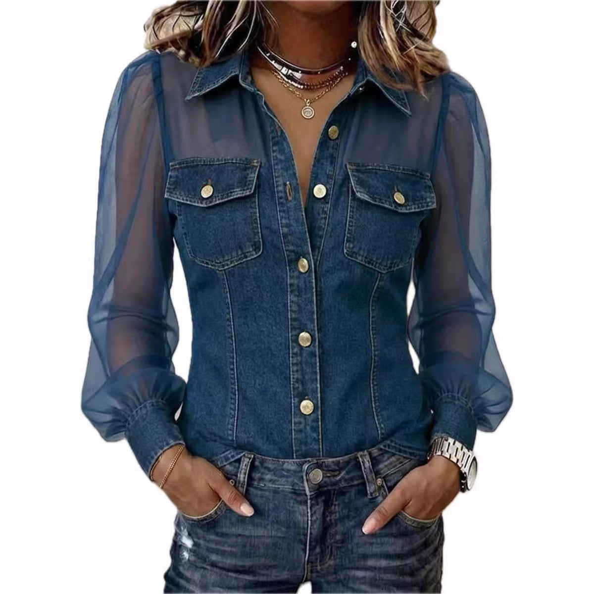 Élodie | Denim-Look Blouse