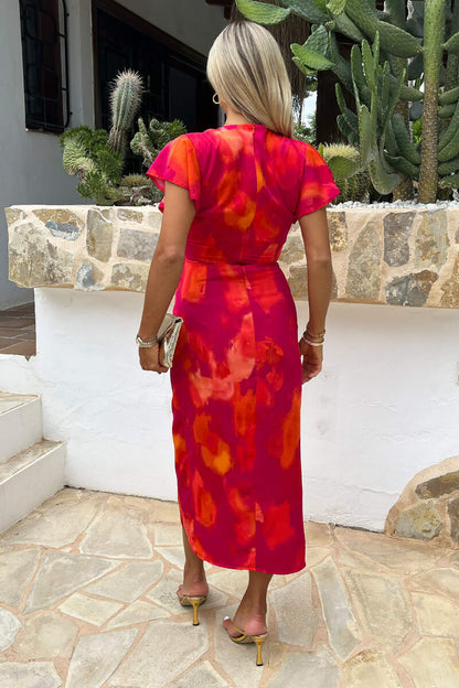 Flutter Sleeve Wrap Dress