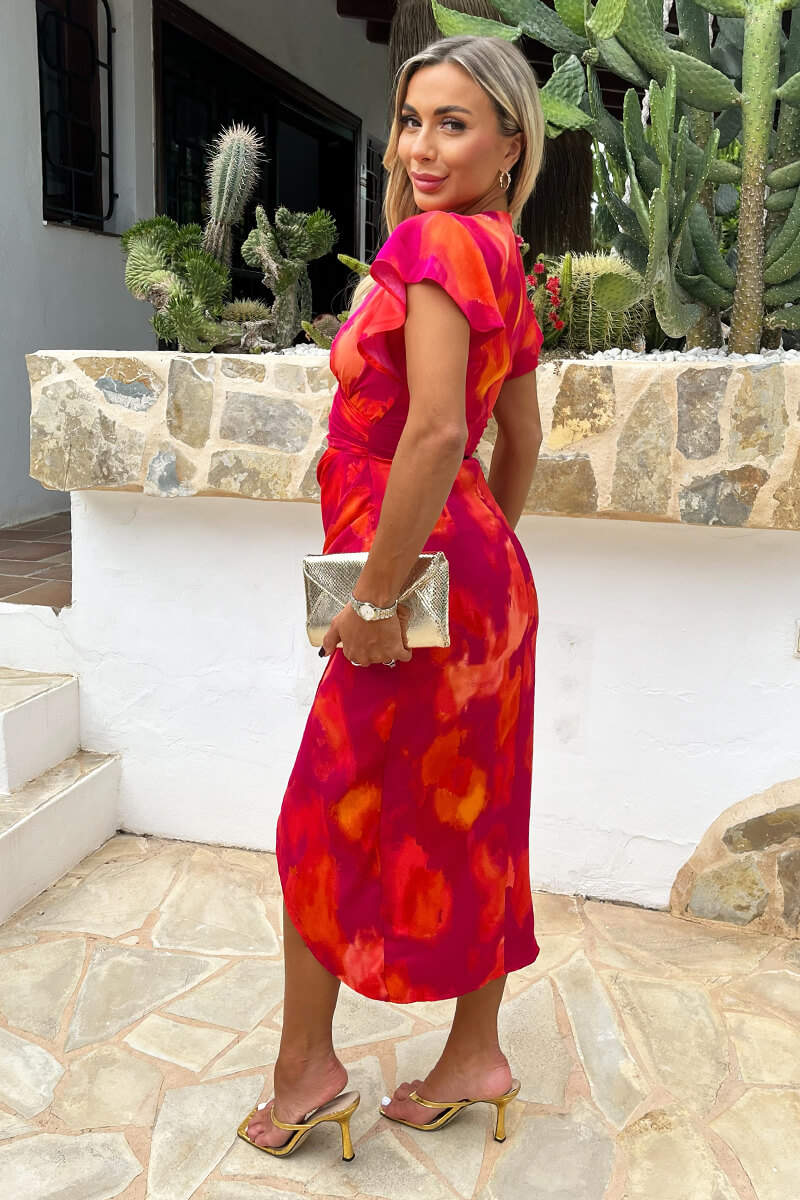 Flutter Sleeve Wrap Dress