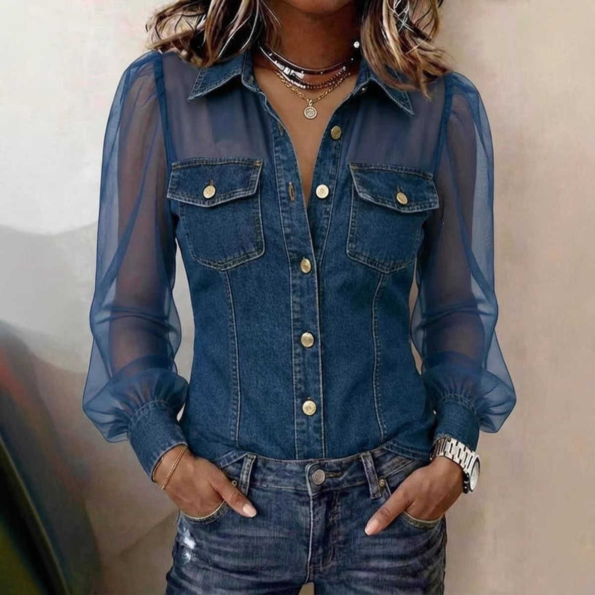 Élodie | Denim-Look Blouse