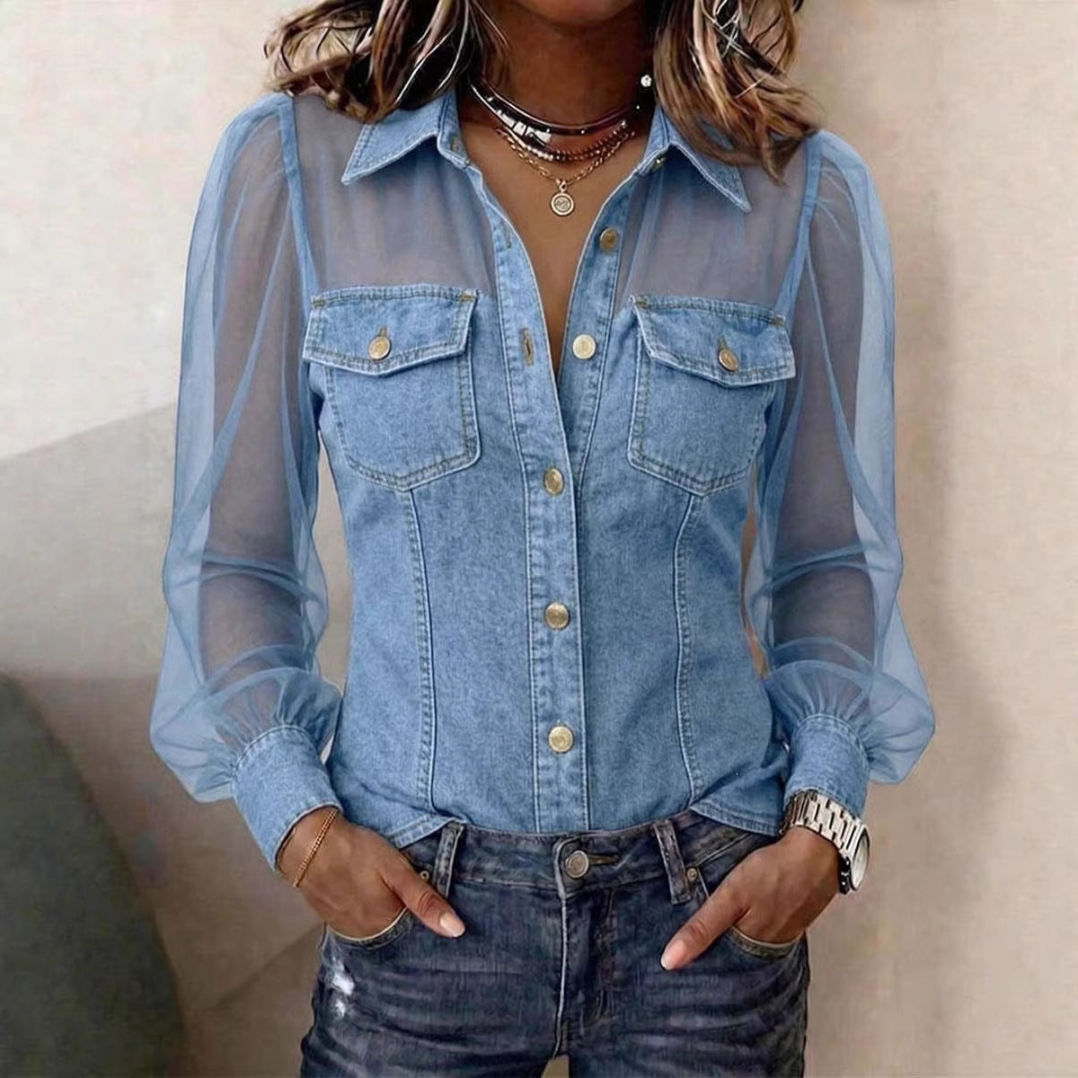 Élodie | Denim-Look Blouse